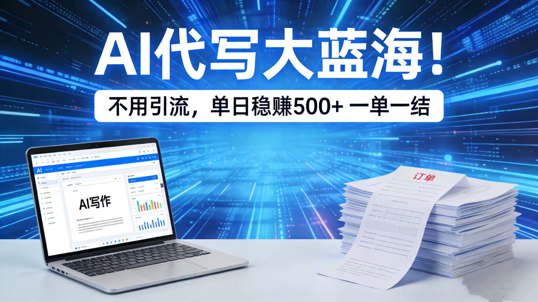 AI 代写大蓝海！不用引流，单日稳赚 500 + 一单一结-齐力副业