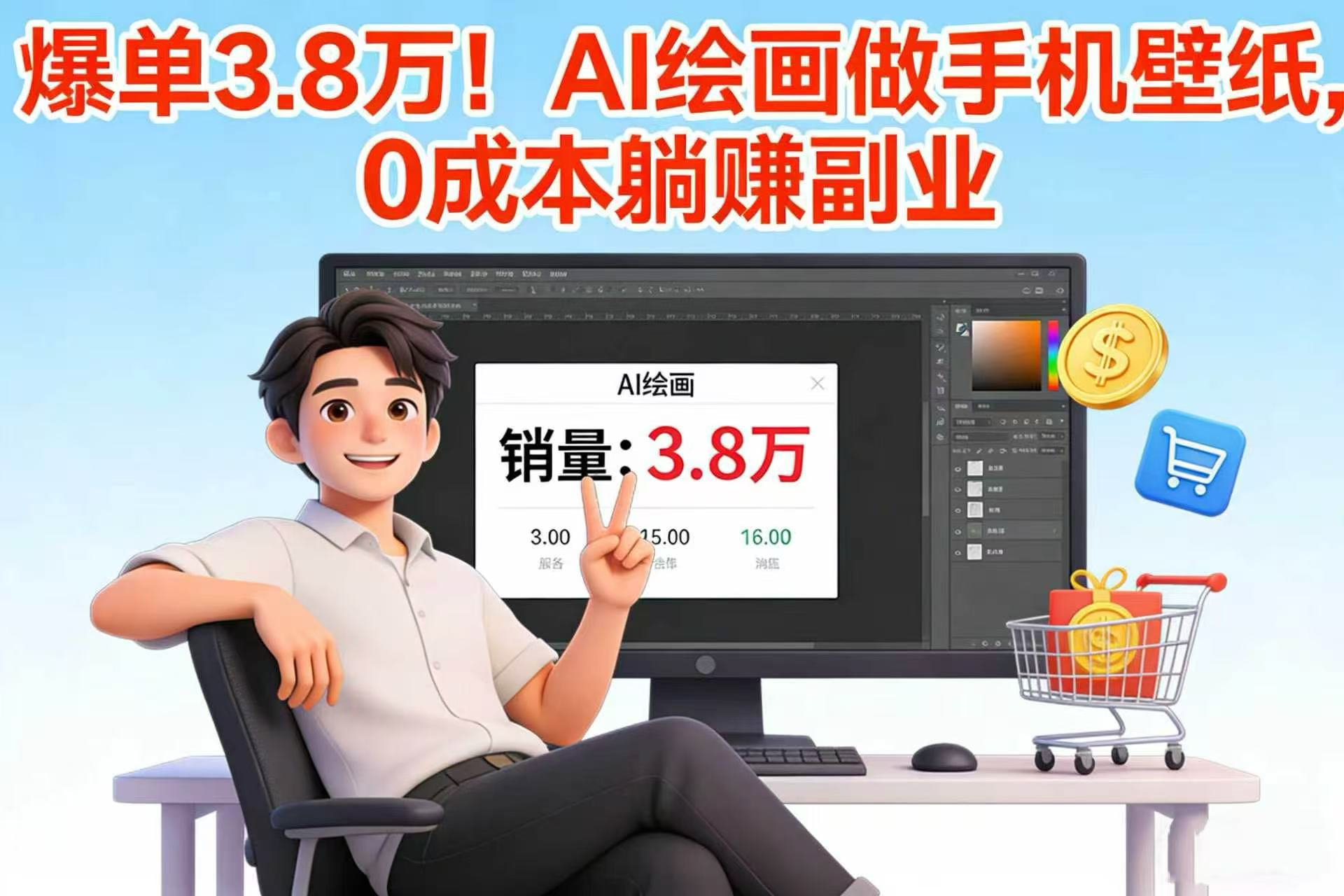 爆单 3.8 万！AI 绘画做手机壁纸，0 成本躺赚副业-齐力副业