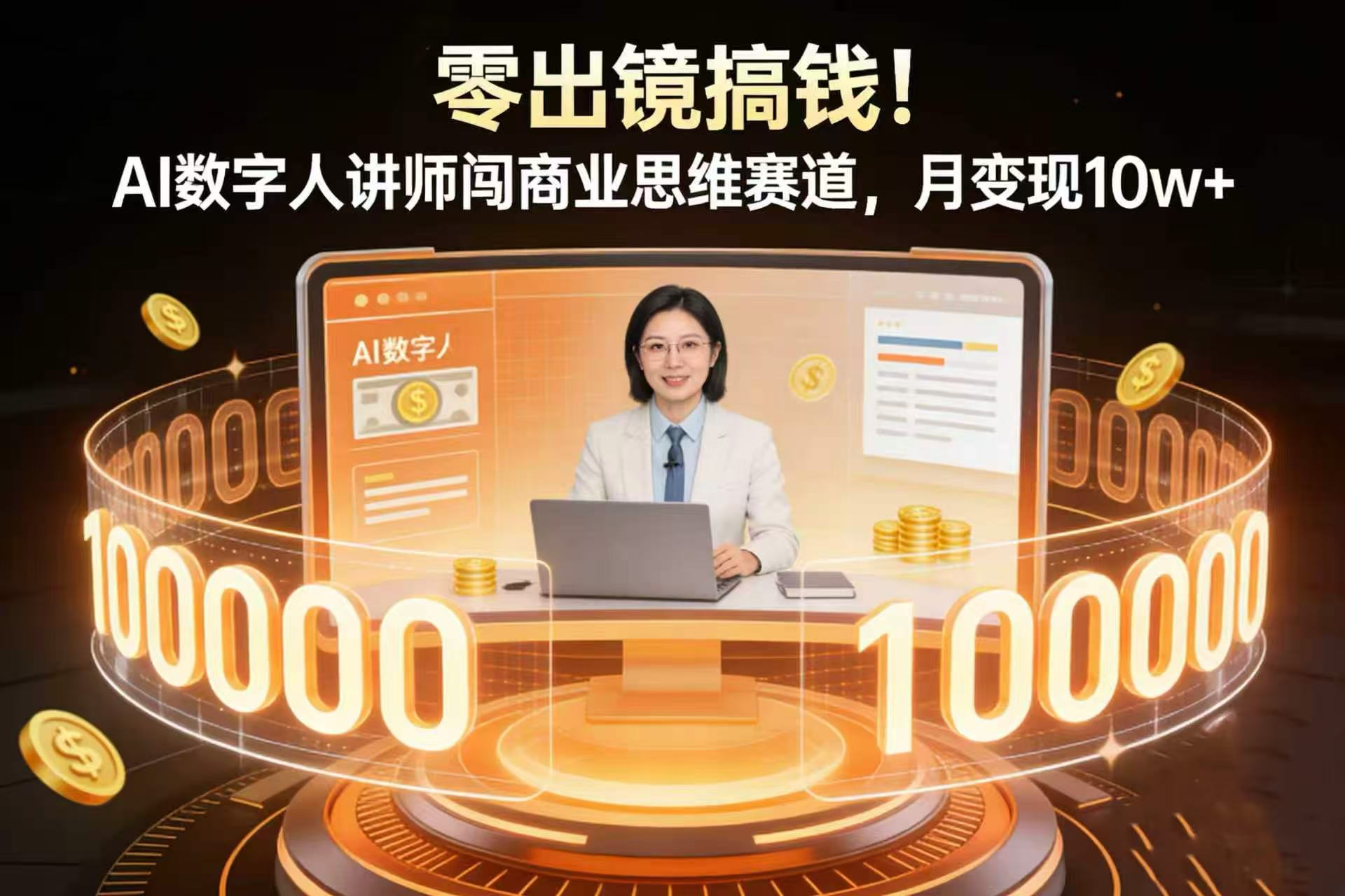 零出镜搞钱！AI 数字人讲师闯商业思维赛道，月变现 10w+-齐力副业
