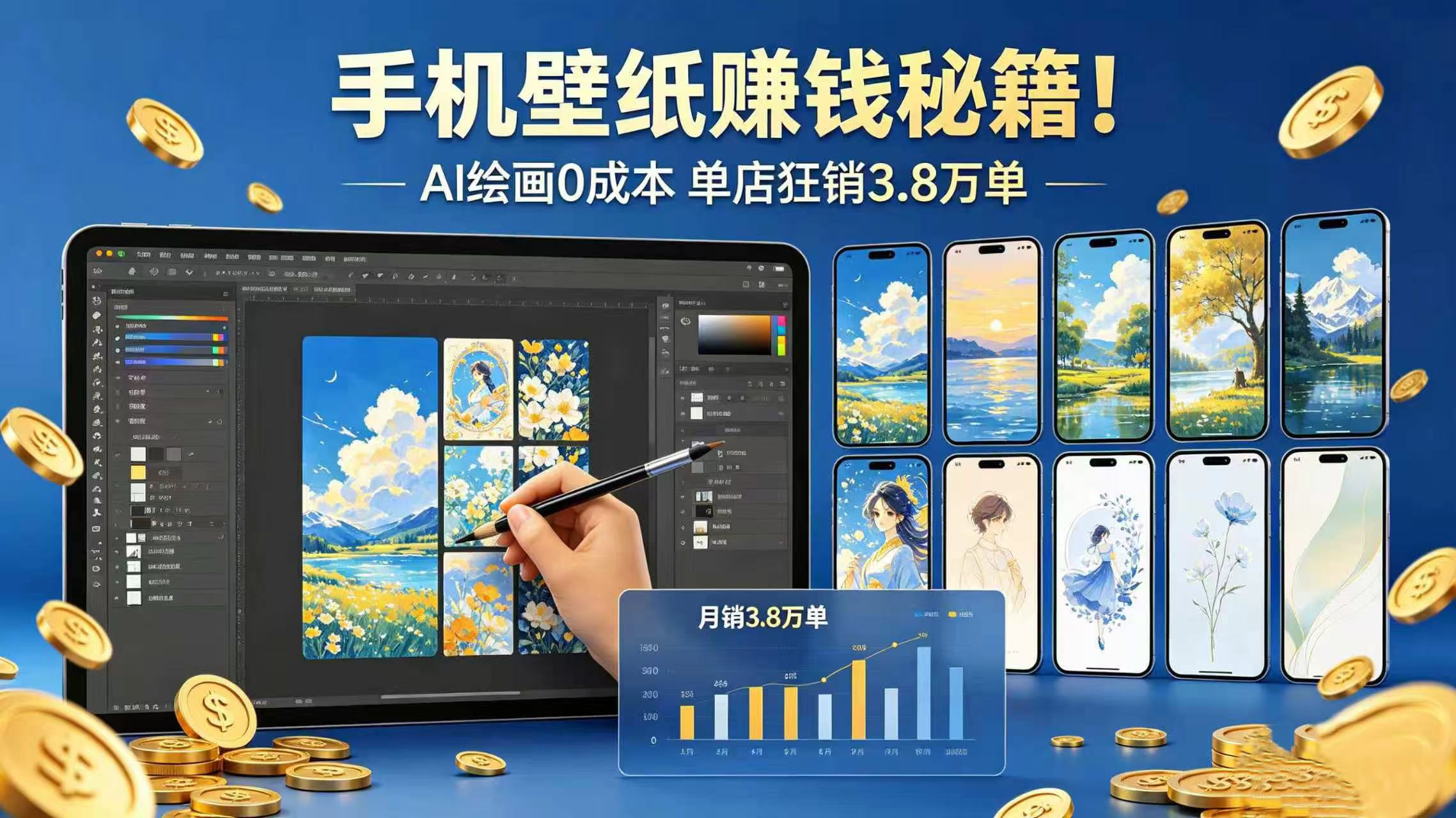 手机壁纸赚钱秘籍！AI 绘画 0 成本 单店狂销 3.8 万单-知行副业网