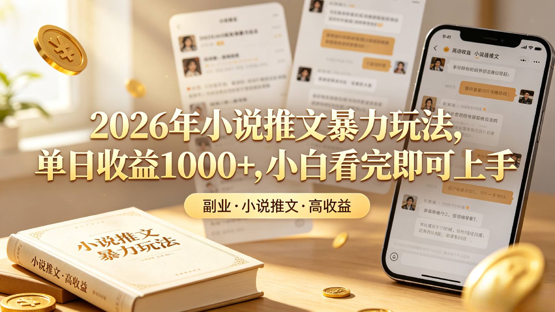 2026年小说推文暴力玩法,单日收益1000+,小白看完即可上手-齐力副业