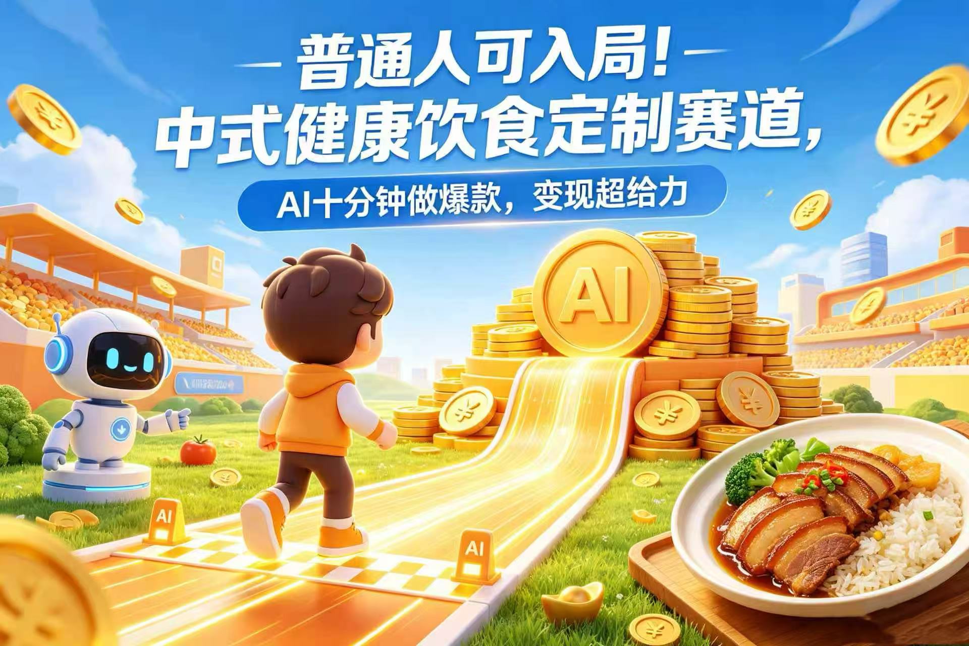 普通人可入局!中式健康饮食定制赛道,AI 十分钟做爆款,变现超给力-齐力副业
