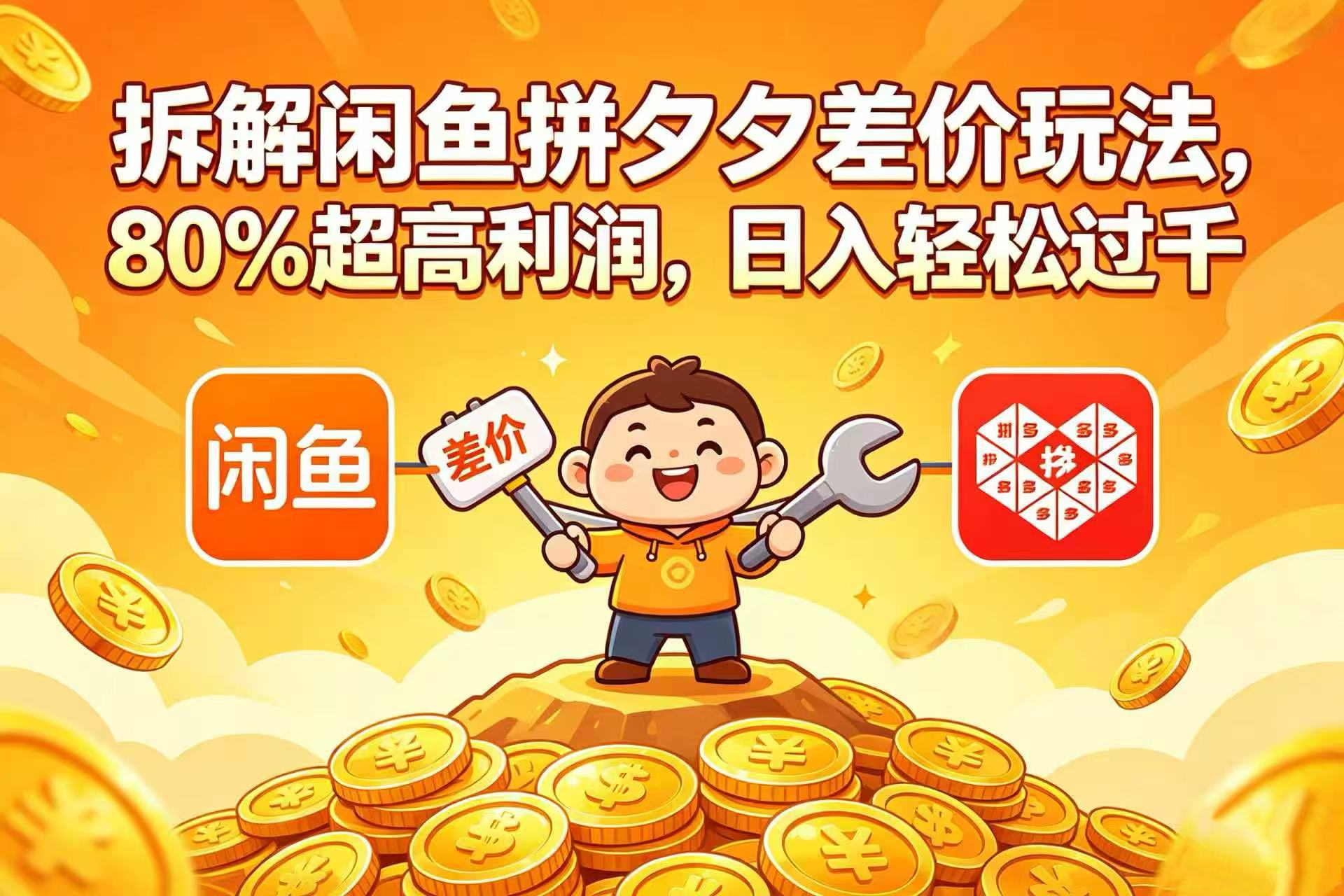 拆解闲鱼拼夕夕差价玩法,80% 超高利润,日入轻松过千-齐力副业