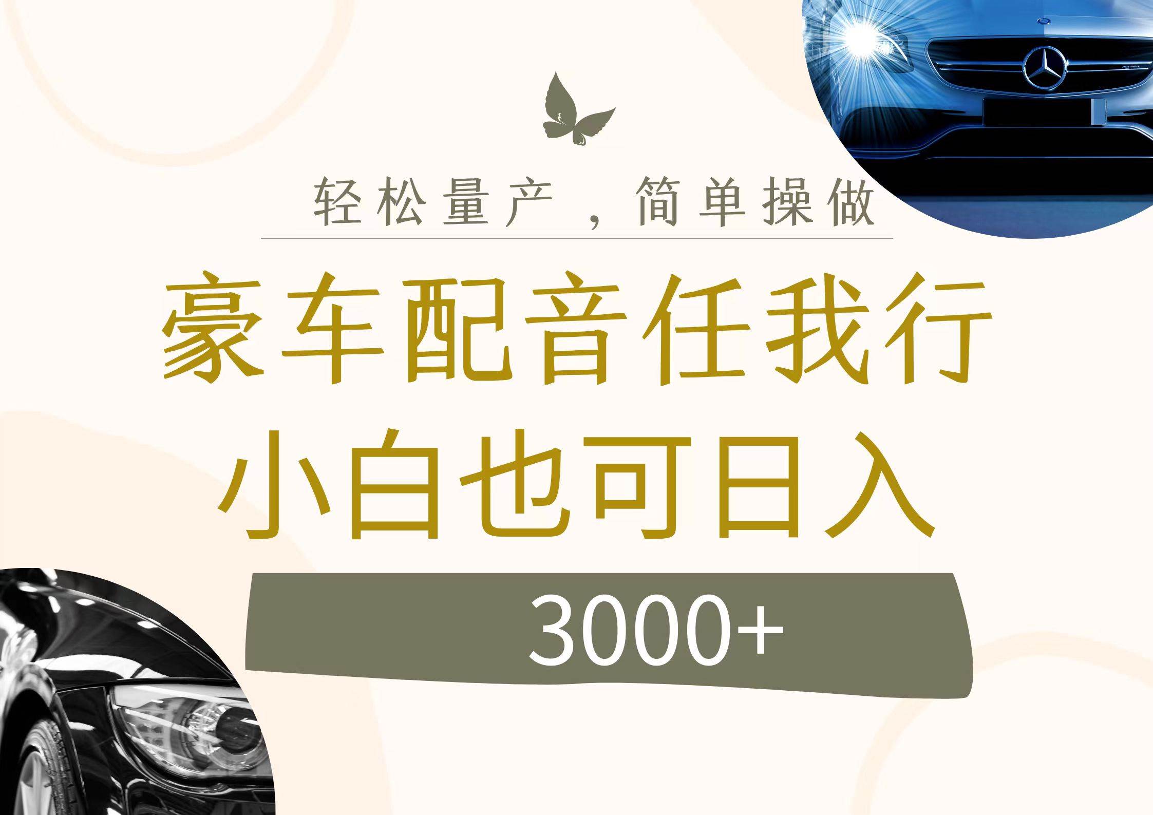 不为人知的暴力小项目，豪车配音，日入3000+-齐力副业