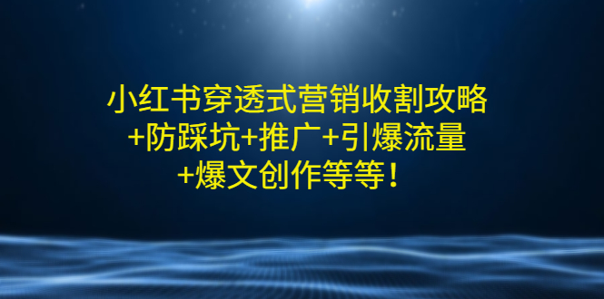 【副业项目3458期】小红书穿透式营销收割攻略+防踩坑+推广+引爆流量+爆文创作（小红书的营销方法策略）-齐力副业