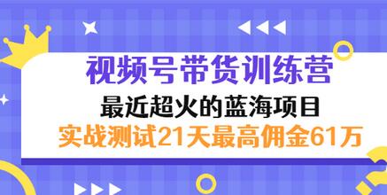 【副业项目3489期】视频号带货训练营，实战测试21天最高佣金61W（视频号带货怎么做）-齐力副业