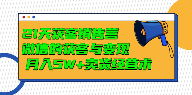 【副业项目3530期】微信营销的方法和技巧：21天获客销售营，带你破解微信的获客与变现-齐力副业
