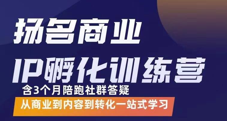 【副业项目3580期】商业IP孵化训练营：从商业到内容到转化一站式学 ，教你怎样打造商业ip-齐力副业