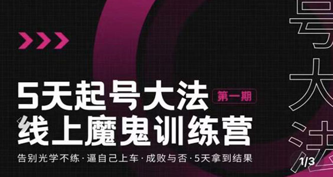 【副业项目3626期】五天起号魔鬼训练营，告别光学不练，逼自己上车，成败与否，5天拿到结果-齐力副业