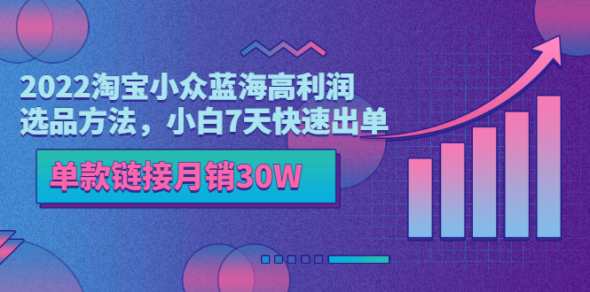 【副业项目3689期】2022淘宝小众蓝海高利润选品方法，小白7天快速出单，单款链接月销30W-齐力副业