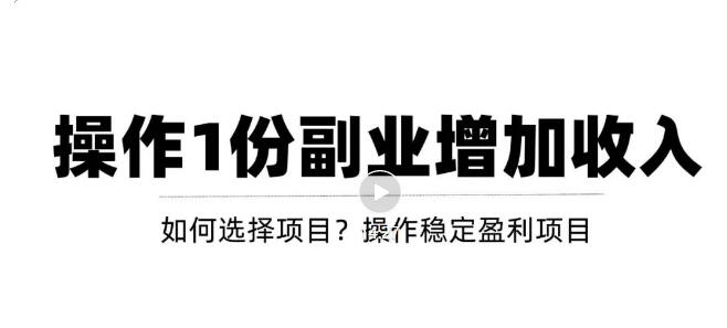 【副业项目3695期】新手如何通过操作副业增加收入，从项目选择到玩法分享！【视频教程】-齐力副业