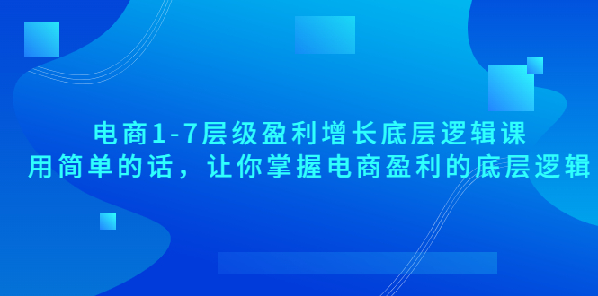 【副业项目3849期】电商1-7层级盈利增长底层逻辑课：用简单的话，让你掌握电商盈利的底层逻辑-齐力副业
