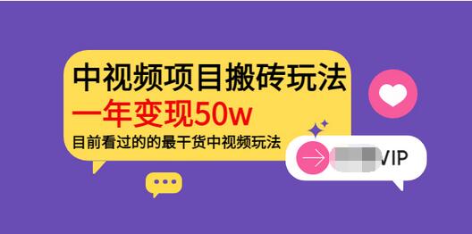 【副业项目3965期】《老吴·中视频项目搬砖玩法，一年变现50w》目前看过的的最干货中视频玩法-齐力副业