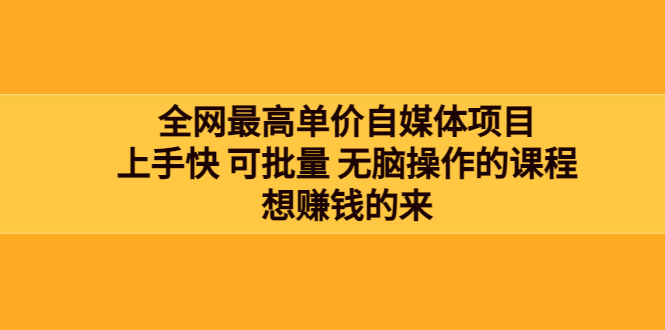 【副业项目3976期】全网最单高价自媒体项目：上手快 可批量 无脑操作的课程，想赚钱的来-齐力副业