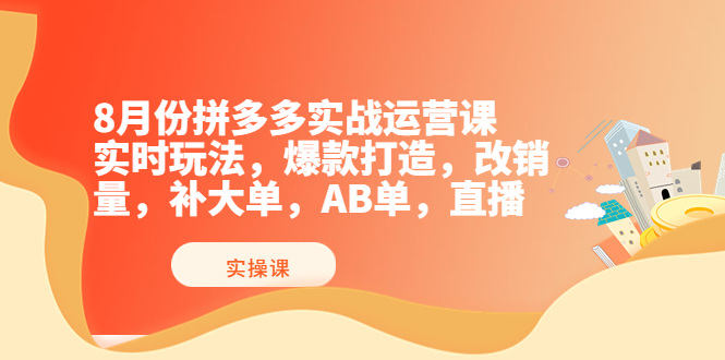 【副业项目4075期】拼多多实战运营课，实时玩法，爆款打造，改销量，补大单，AB单，直播-齐力副业
