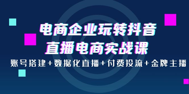 【副业项目4147期】电商企业玩转抖音直播电商实战课：账号搭建+数据化直播+付费投流+金牌主播-齐力副业