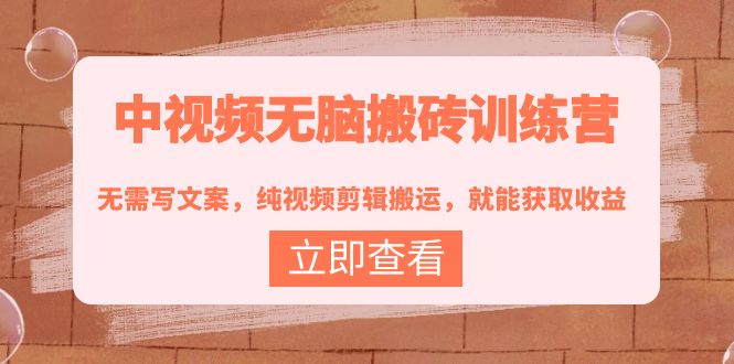 【副业项目4219期】中视频无脑搬砖项目：无需写文案，纯视频剪辑搬运，就能获取收益！-齐力副业