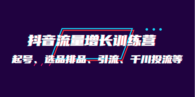【副业项目4335期】月销1.6亿实操团队·抖音流量增长训练营：起号、选品排品、引流 千川投流等-齐力副业
