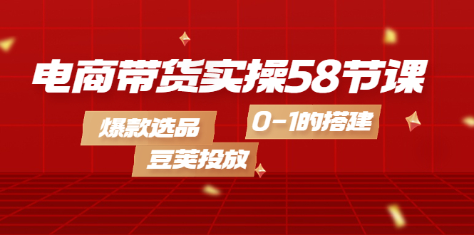 【副业项目4337期】电商带货实操58节课，爆款选品，豆荚投放，0-1的搭建-齐力副业