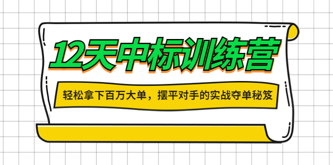 【副业项目4416期】12天中标训练营:轻松拿下百万大单,摆平对手的实战夺单秘笈-齐力副业