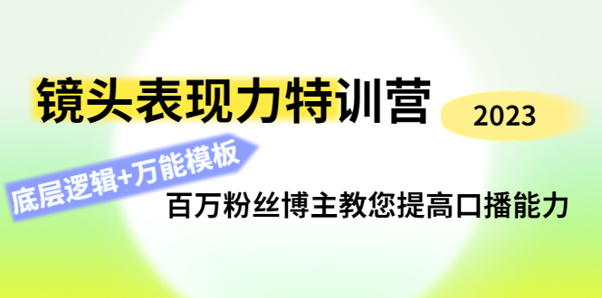 【副业项目4701期】镜头表现力特训营：百万粉丝博主教您提高口播能力，底层逻辑+万能模板-齐力副业