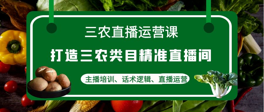 【副业项目4824期】三农直播运营课：打造三农类目精准直播间，主播培训、话术逻辑、直播运营-齐力副业