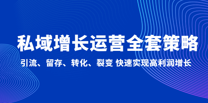【副业项目5128期】私域增长运营全套策略：引流、留存、转化、裂变 快速实现高利润增长-齐力副业