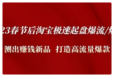 【副业项目5022期】2023春节后淘宝极速起盘爆流/爆单：测出赚钱新品 打造高流量爆款-齐力副业