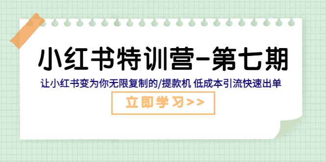 【副业项目5683期】小红书特训营-第七期 让小红书变为你无限复制的/提款机 低成本引流快速出单-齐力副业