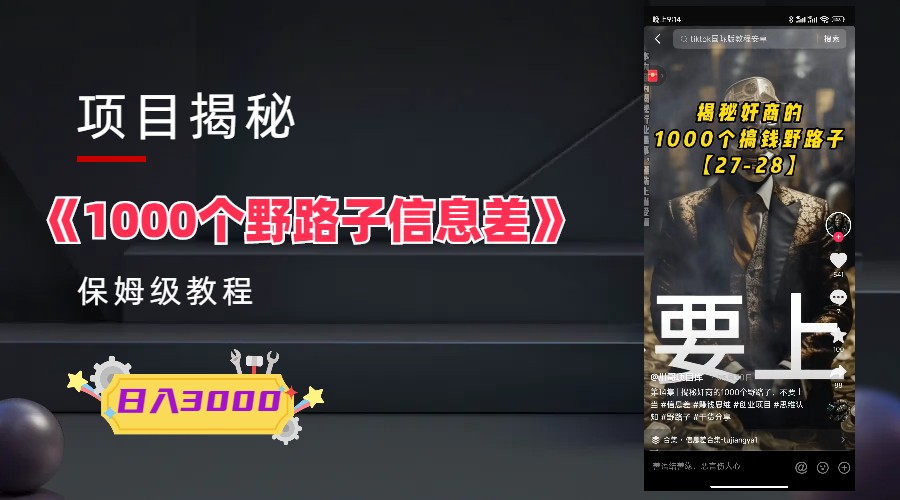 【副业项目6163期】1000个野路子信息差保姆式教程-单日变现3000+的玩法解密-齐力副业