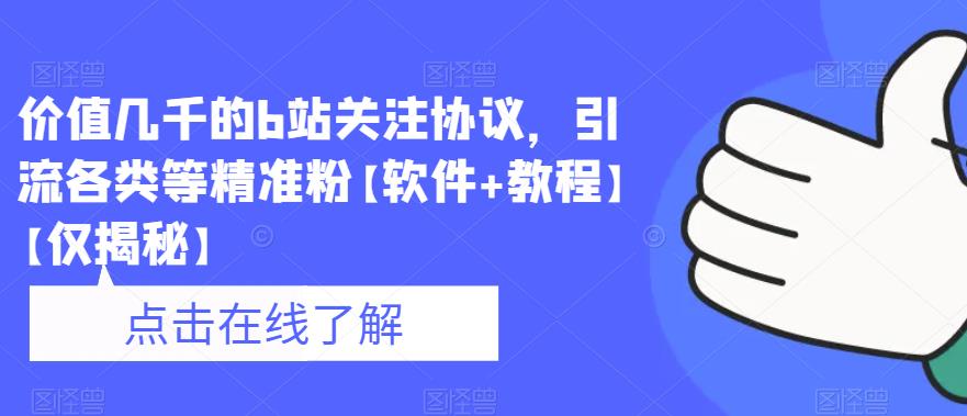 【副业项目6546期】价值几千的b站关注协议，引流各类等精准粉【软件+教程】-齐力副业