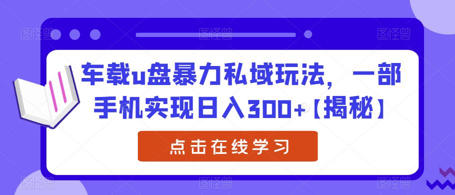 【副业项目6441期】车载u盘暴力私域玩法，一部手机实现日入300+【揭秘】-齐力副业