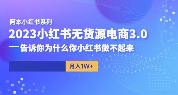 【副业项目6506期】阿本小红书无货源电商3.0，告诉你为什么你小红书做不起来-齐力副业