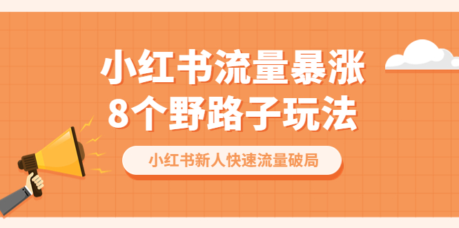 【副业项目6600期】小红书流量-暴涨8个野路子玩法：小红书新人快速流量破局（8节课）-齐力副业