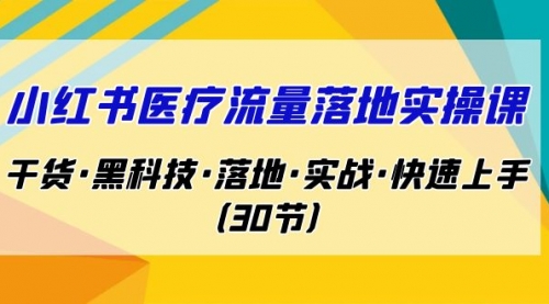 【副业项目7162期】小红书·医疗流量落地实操课，干货·黑科技·落地-齐力副业