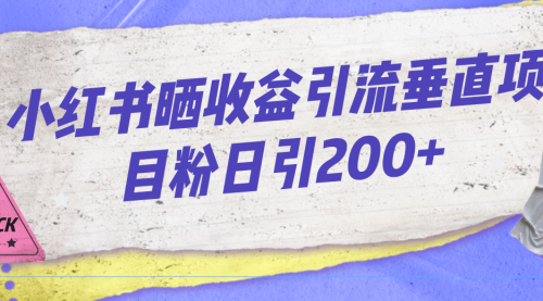 【副业项目7194期】小红书晒收益图引流垂直项目粉日引200+-齐力副业