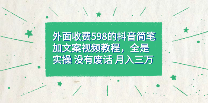 【副业项目7528期】外面收费598抖音简笔加文案教程，全是实操 没有废话 月入三万（教程+资料）-齐力副业