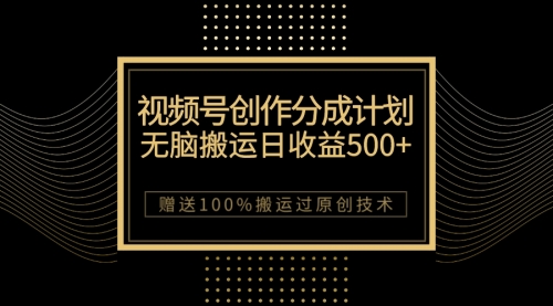 【副业项目7902期】最新视频号创作分成计划，无脑搬运一天收益500+，100%搬运过原创技巧-齐力副业