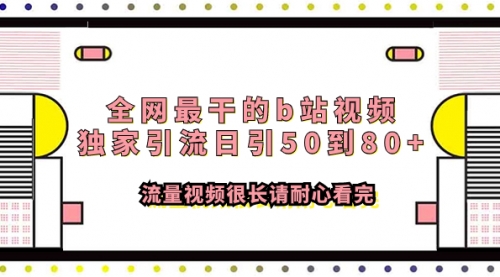 【副业项目8119期】全网最干的b站视频独家引流日引50到80+-齐力副业
