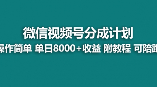 【副业项目8166期】视频号分成计划,单天收益8000+,附玩法教程!可陪跑-齐力副业