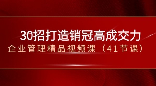【副业项目8634期】30招-打造销冠高成交力-企业管理精品视频课-齐力副业