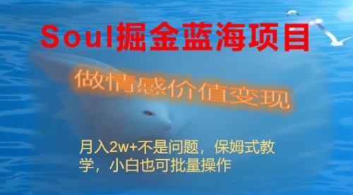 【副业8669期】Soul掘金蓝海项目细分赛道，做情感价值变现，月入2w+不是问题-齐力副业