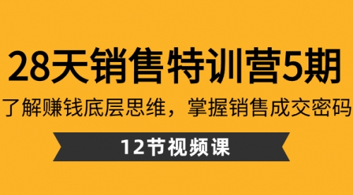【副业8768期】28天·销售特训营5期：了解赚钱底层思维，掌握销售成交密码（12节课）-齐力副业