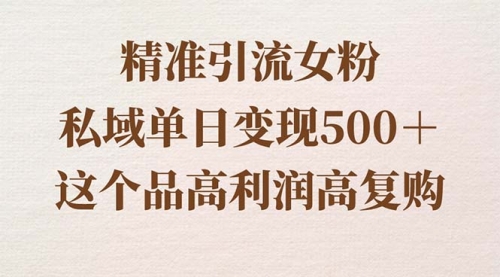 【副业8817期】精准引流女粉，私域单日变现500＋，高利润高复购，保姆级实操教程分享-齐力副业
