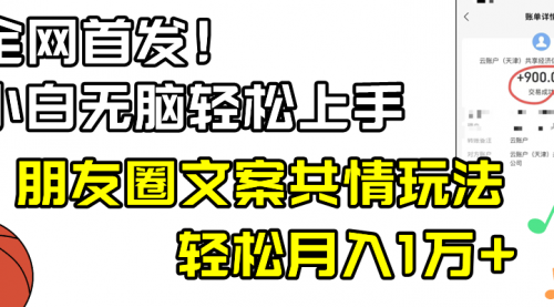 【副业8908期】小白轻松无脑上手，朋友圈共情文案玩法，月入1W+-齐力副业