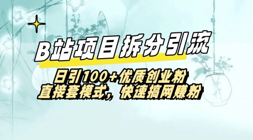 【副业8967期】B站项目拆分引，快速日3100+优质创业粉-齐力副业