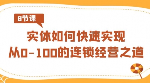 【副业8986期】实体·如何快速实现从0-100的连锁经营之道（8节视频课）-齐力副业