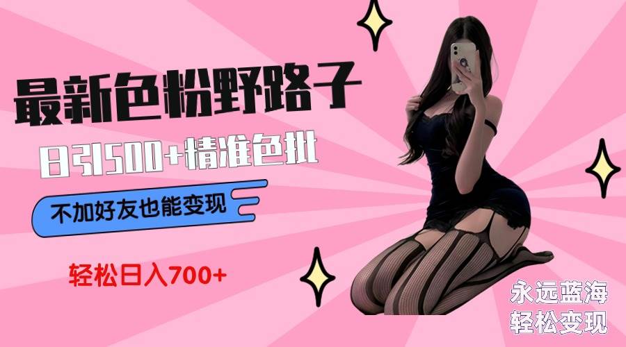 最新色粉变现野路子，日引500+老色批 可不加好友直接变现 小白轻松日入700+-齐力副业