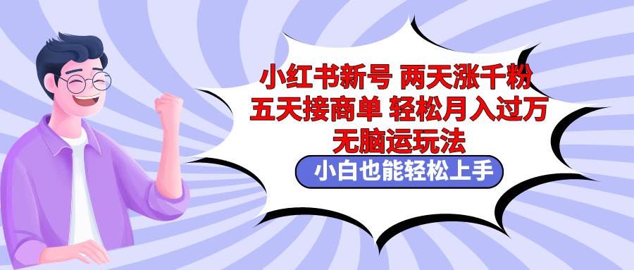小红书新号两天涨千粉五天接商单轻松月入过万 无脑搬运玩法 小白也能轻...-齐力副业