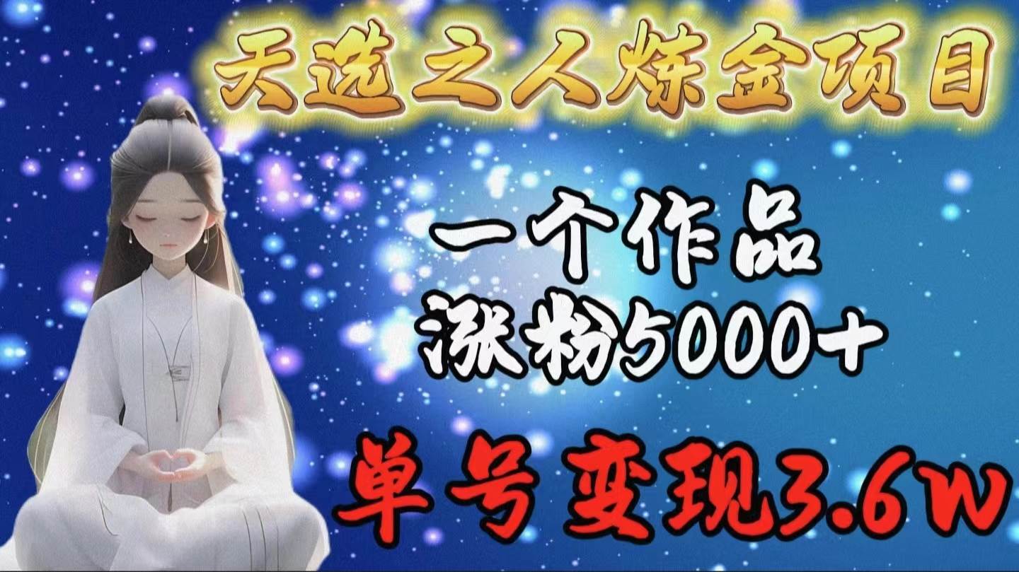 天选之人炼金项目，一个作品涨粉5000+，单号变现3.6w-齐力副业